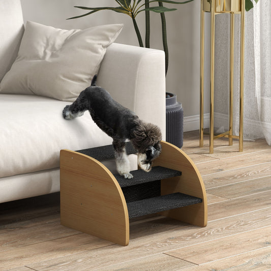 PawHut Dog Steps for Sofa and Bed, 3-Step Dog Stairs, Pet Stairs with Side Panels, Non-Slip Feet for Small Puppies