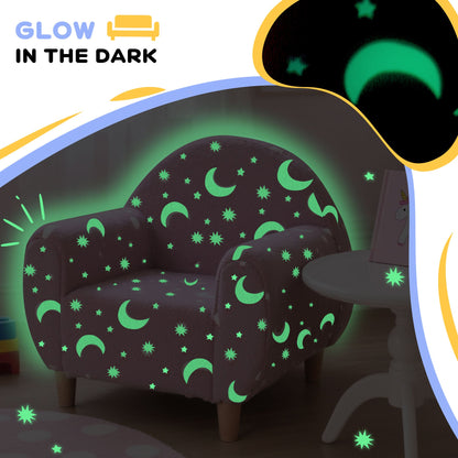 AIYAPLAY Kids Armchair, Glow in the Dark Chair with Star Design for Bedroom, Playroom, Kids Room, Pink