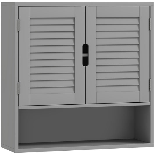 HOMCOM Bathroom Cabinet, Wall Mounted Storage Cabinet with Adjustable Shelves, 60 x 20 x 60 cm, Grey