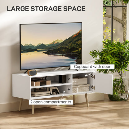 HOMCOM TV Stand up to 55 Inches, TV Unit with Open Shelves and Cable Holes - White