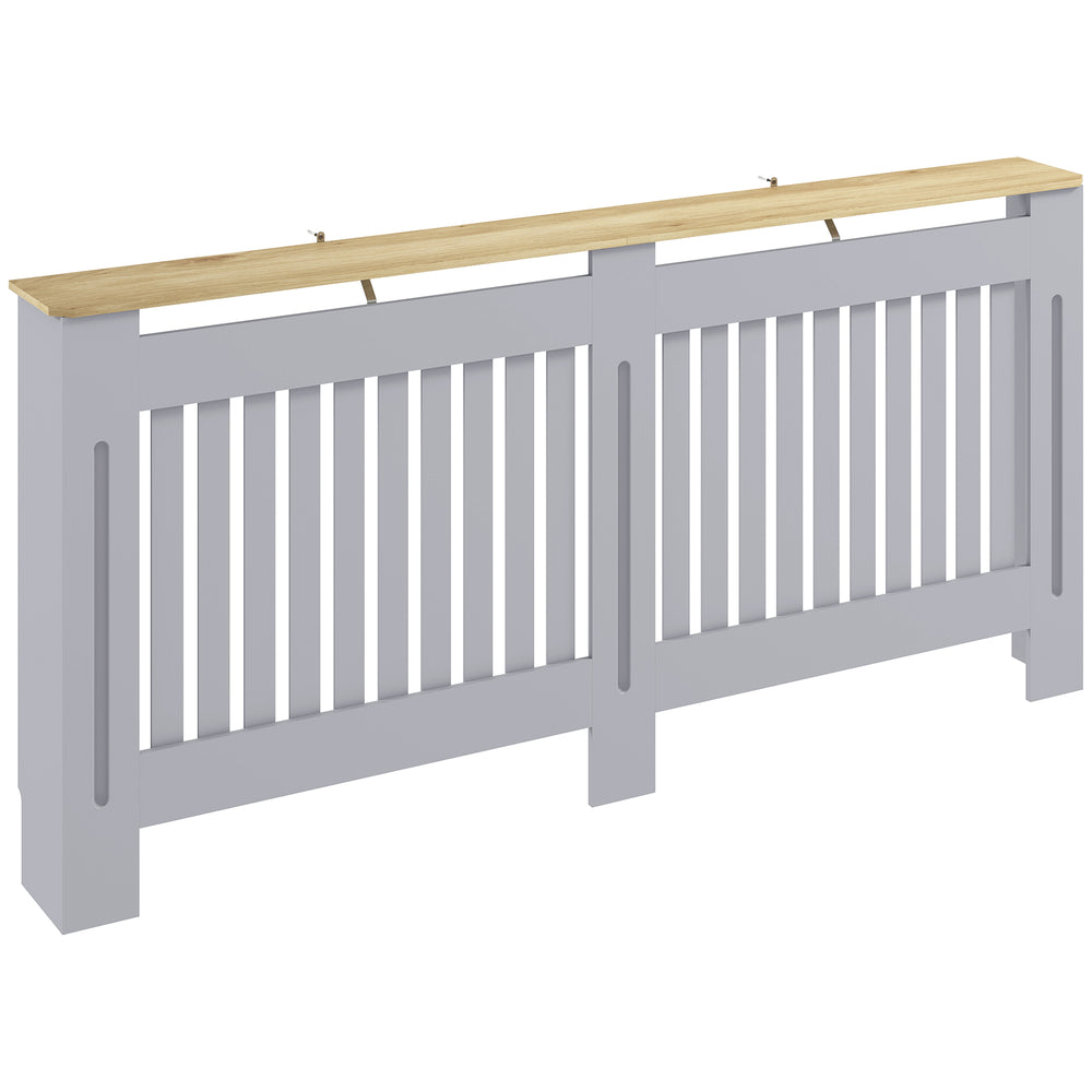 HOMCOM Slatted Radiator Cover, Painted Cabinet with Line Grill Design, 172L × 19W × 81H cm, Grey