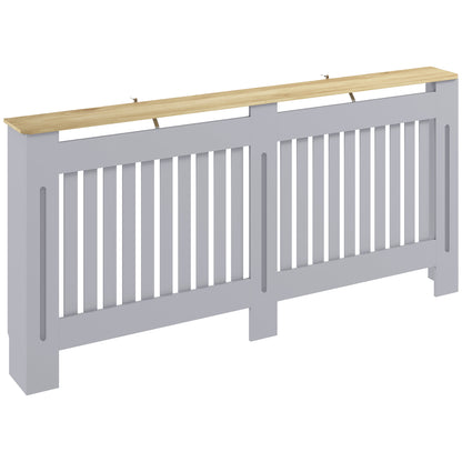 HOMCOM Slatted Radiator Cover, Painted Cabinet with Line Grill Design, 172L Ã 19W Ã 81H cm, Grey