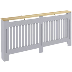 HOMCOM Slatted Radiator Cover, Painted Cabinet with Line Grill Design, 172L Ã 19W Ã 81H cm, Grey