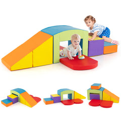 6 Pieces Foam Climbing Blocks Soft Play Climbing for Toddlers with Tunnel-Multicolor