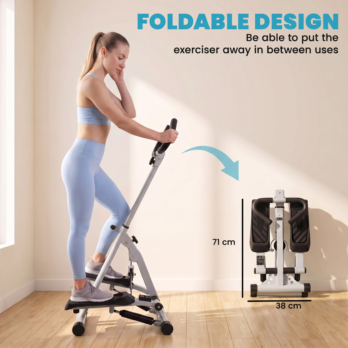 HOMCOM Stepper w/ Handle Hand Grip Workout Fitness Machine For Fitness Aerobic Exercise Home Gym Grey