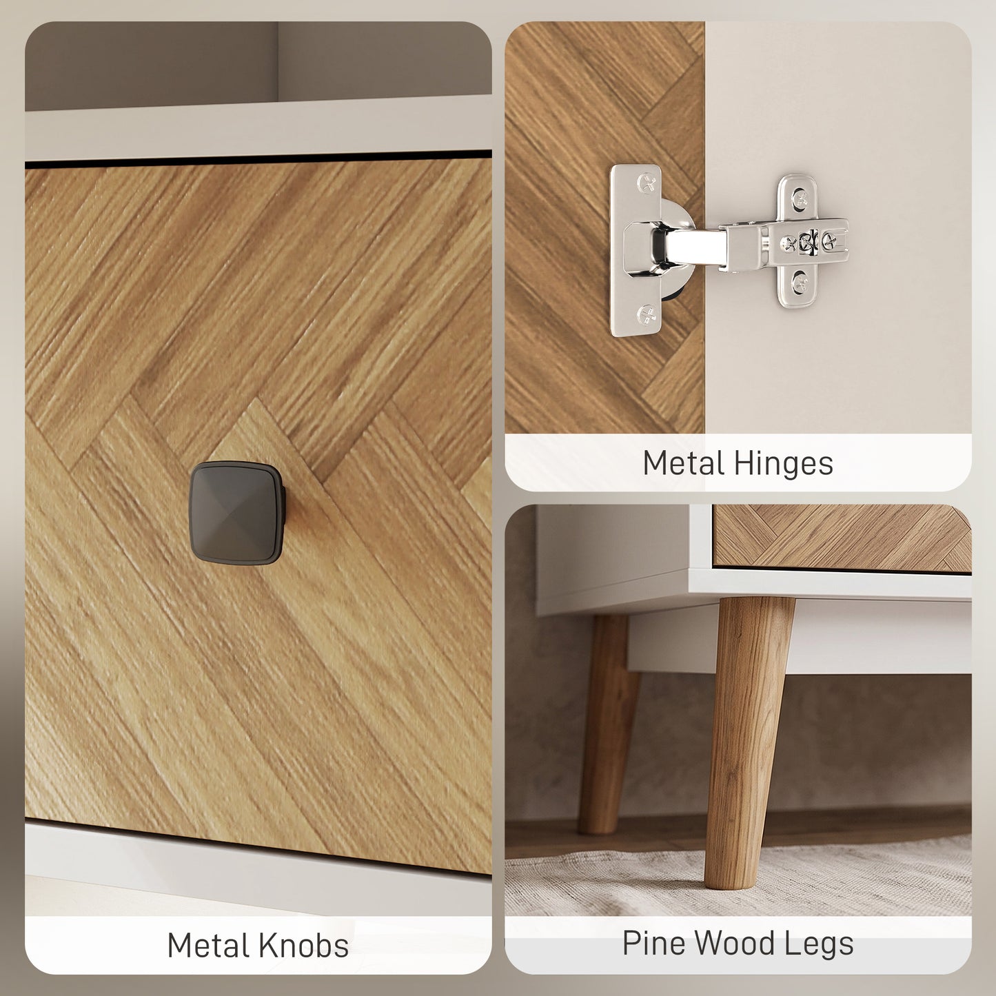 HOMCOM Cabinet Wood-Effect Sticker Surface, Modern Wardrobe with 2 Hanging Rods, 2 Storage Shelves and 2 Drawers, White