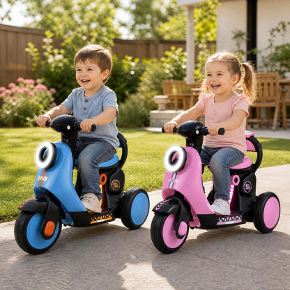 6V Battery Powered Ride on Motorcycle with Light-Up Deck and Music for Kids Aged 3+-Blue