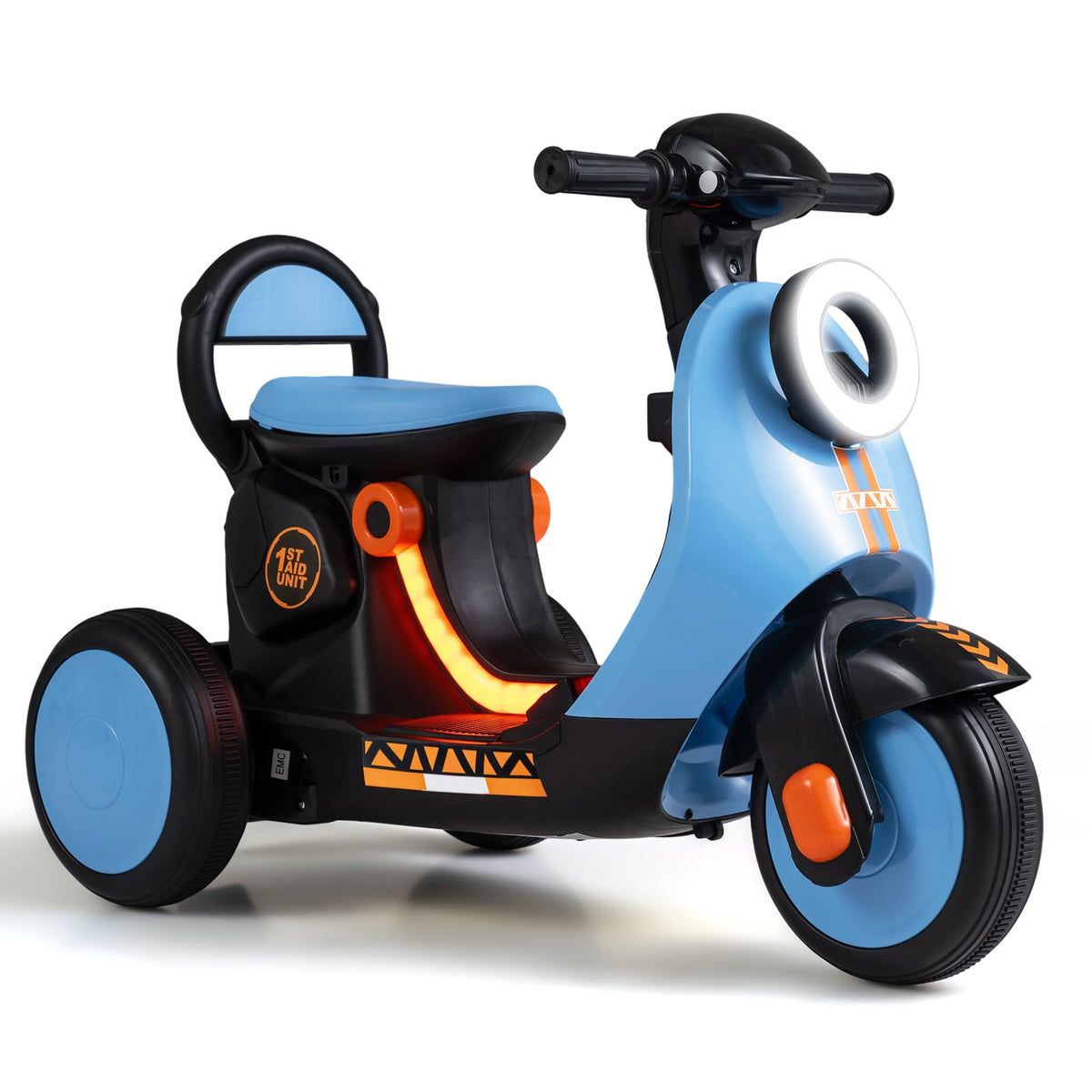 6V Battery Powered Ride on Motorcycle with Light-Up Deck and Music for Kids Aged 3+-Blue