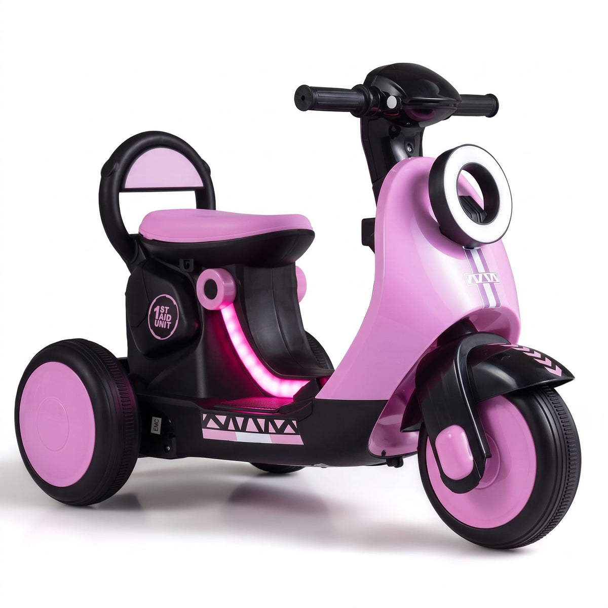 6V Battery Powered Ride on Motorcycle with Light-Up Deck and Music for Kids Aged 3+-Pink