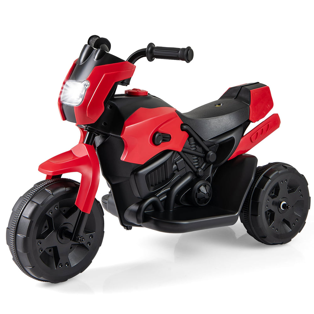 6V Kids 3-Wheel Ride on Motorbike with LED Headlight for Boys Girls Aged 37-72 Months-Red