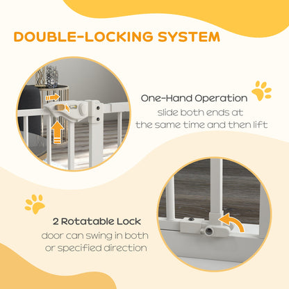 PawHut Adjustable Safety Gate w/ One Extensions, Four Adjustable Screws, White