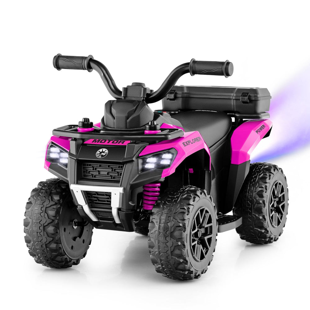6V Kids Electric Quad Bike with Spray Function and Storage Box-Pink