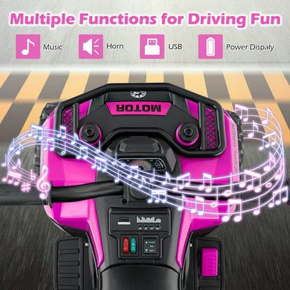 6V Kids Electric Quad Bike with Spray Function and Storage Box-Pink