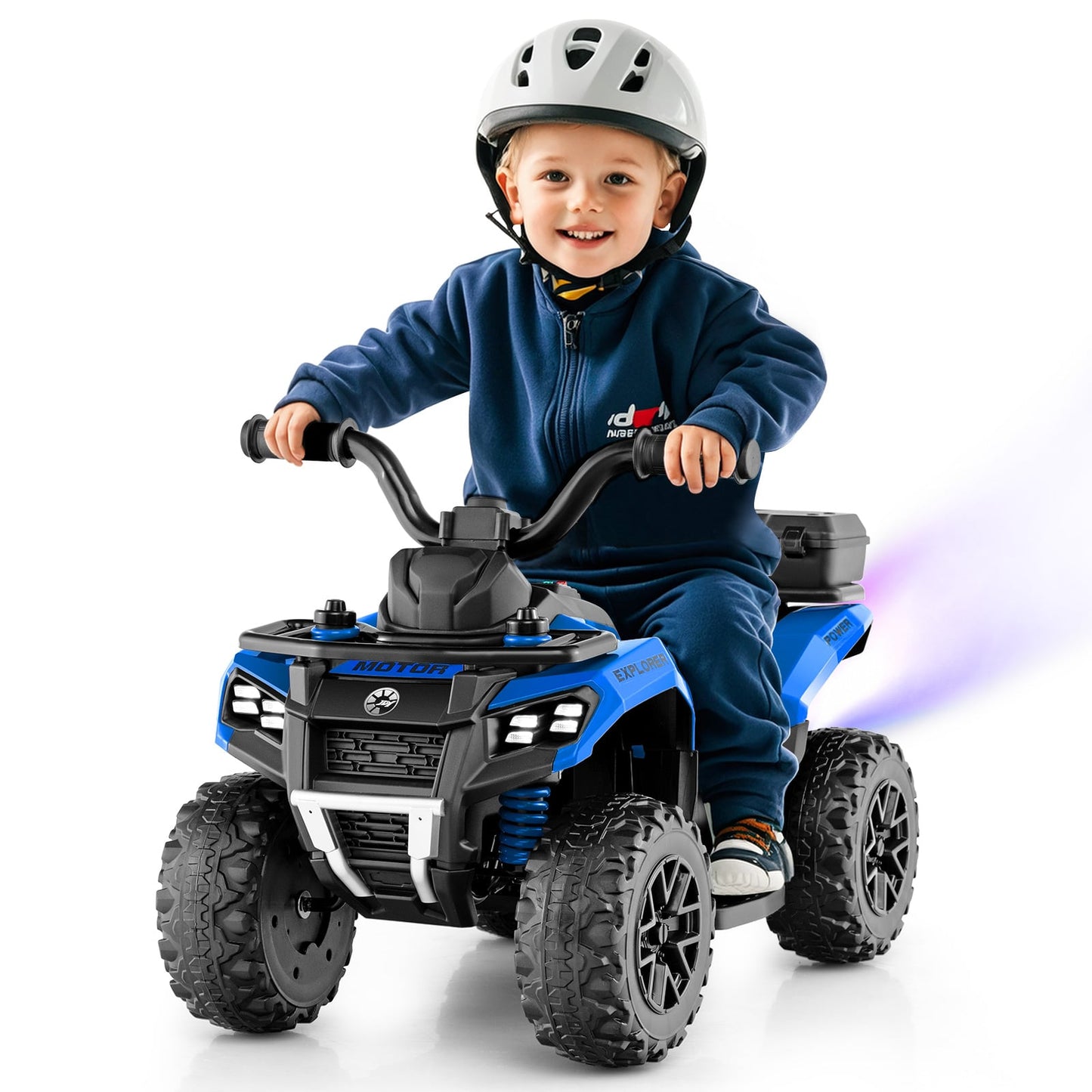 6V Kids Electric Quad Bike with Spray Function and Storage Box-Blue