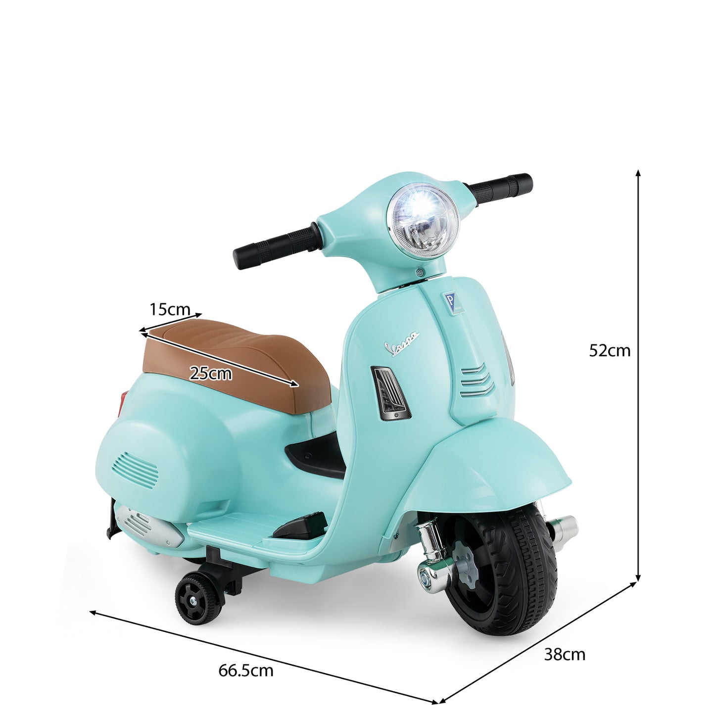 6V Kids Ride on Motorcycle Vespa Licensed with Lights and Horn Sound-Green