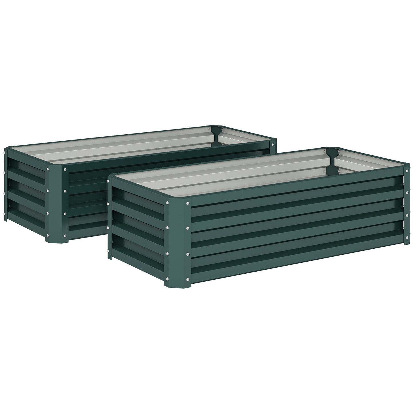 Outsunny Set of Two 110 x 65cm Steel Planter Boxes - Green