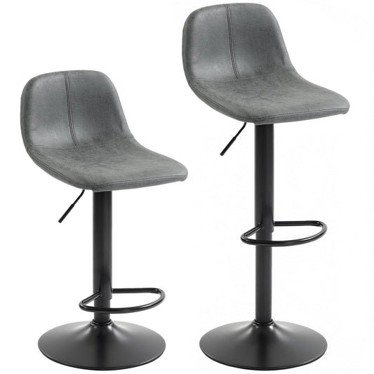 HOMCOM Bar Stools Set of 2, Modern Swivel Barstools with Footrest for Kitchen Island and Dining Room, Grey