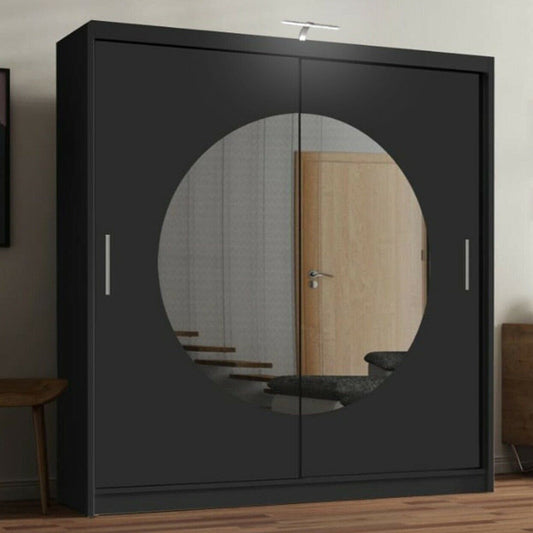 Moon 2 Sliding Door Wardrobe Black, White, Grey - 150cm and 203cm