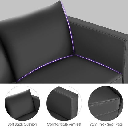 2-Seater PU Leather Accent Tub Sofa Loveseat  with Pillows