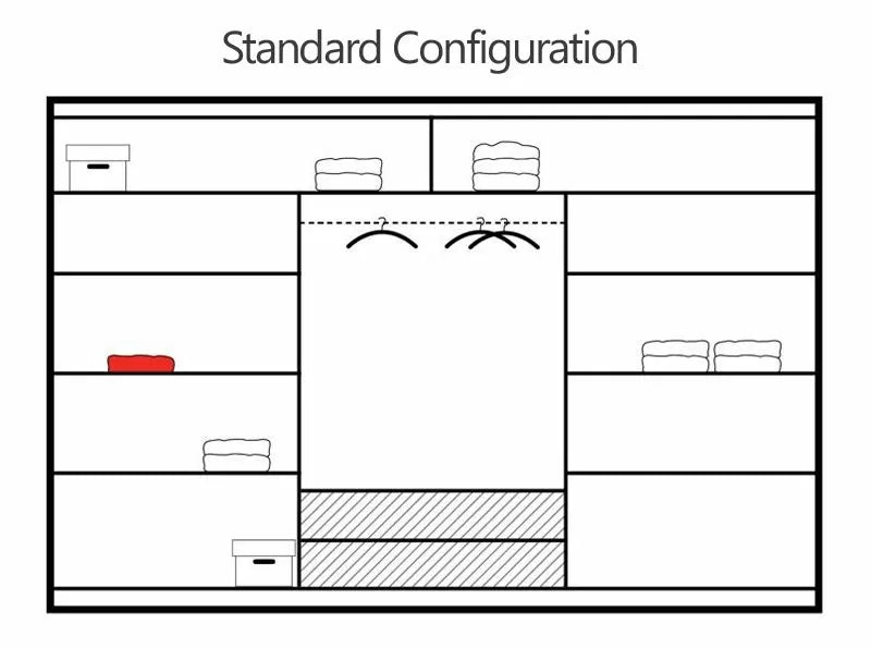 Vista High Gloss Large Mirrored Sliding Door Wardrobe - Black and White