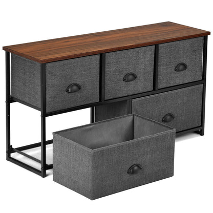 Wood Dresser Storage Unit Side Table Display Organizer-Black