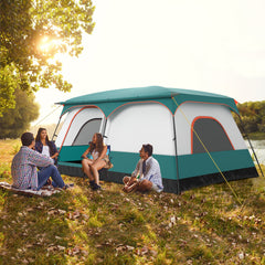 6/8/10-Person Camping Tent with Porch and Rainfly-L