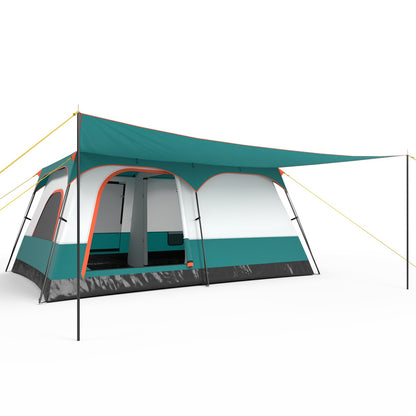 6/8/10-Person Camping Tent with Porch and Rainfly-L