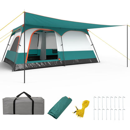 6/8/10-Person Camping Tent with Porch and Rainfly-L