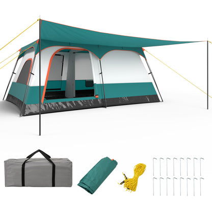 6/8/10-Person Camping Tent with Porch and Rainfly-L