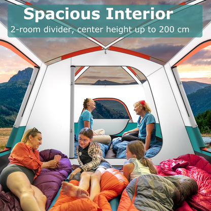 6/8/10-Person Camping Tent with Porch and Rainfly-L