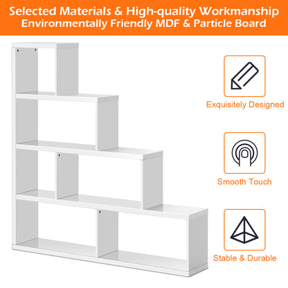 6-Cube Ladder Bookcase for Living Room Study Office-White