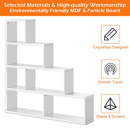 6-Cube Ladder Bookcase for Living Room Study Office-White