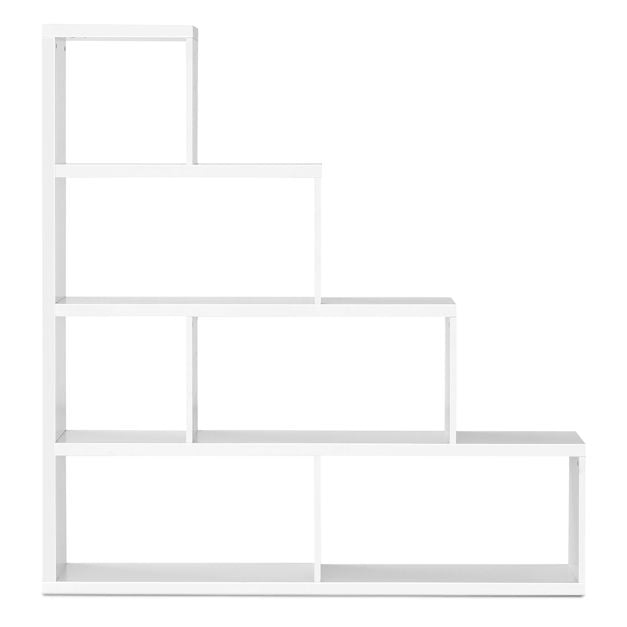 6-Cube Ladder Bookcase for Living Room Study Office-White