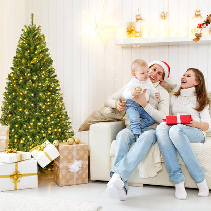 6 FT Pre-Lit Artificial Christmas Tree with 350 Warm White and Multicolored LED Lights