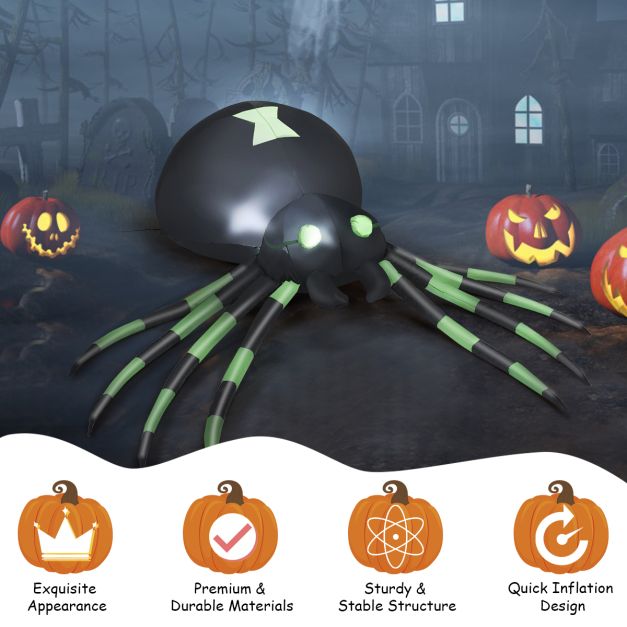 Inflatable Halloween Spide with LED Lights and Powerful Blower