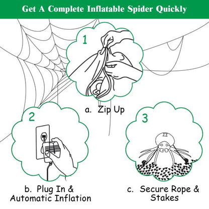Inflatable Halloween Spide with LED Lights and Powerful Blower