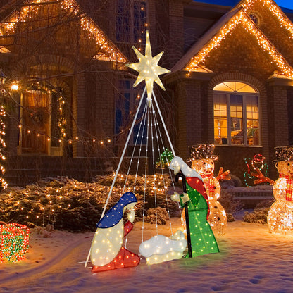 6 Feet Lighted Nativity Scene Holy Family Set Christmas Decoration