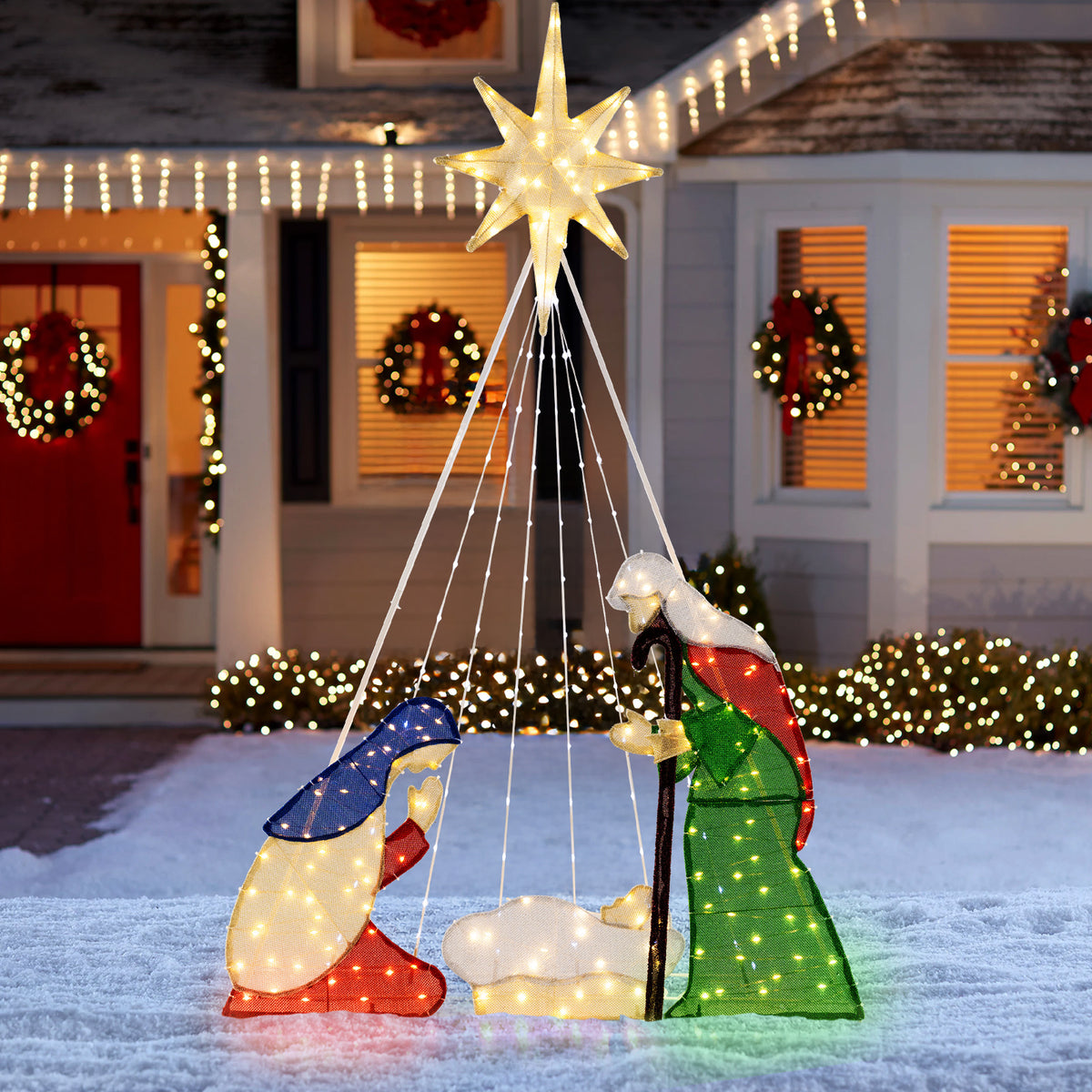 6 Feet Lighted Nativity Scene Holy Family Set Christmas Decoration