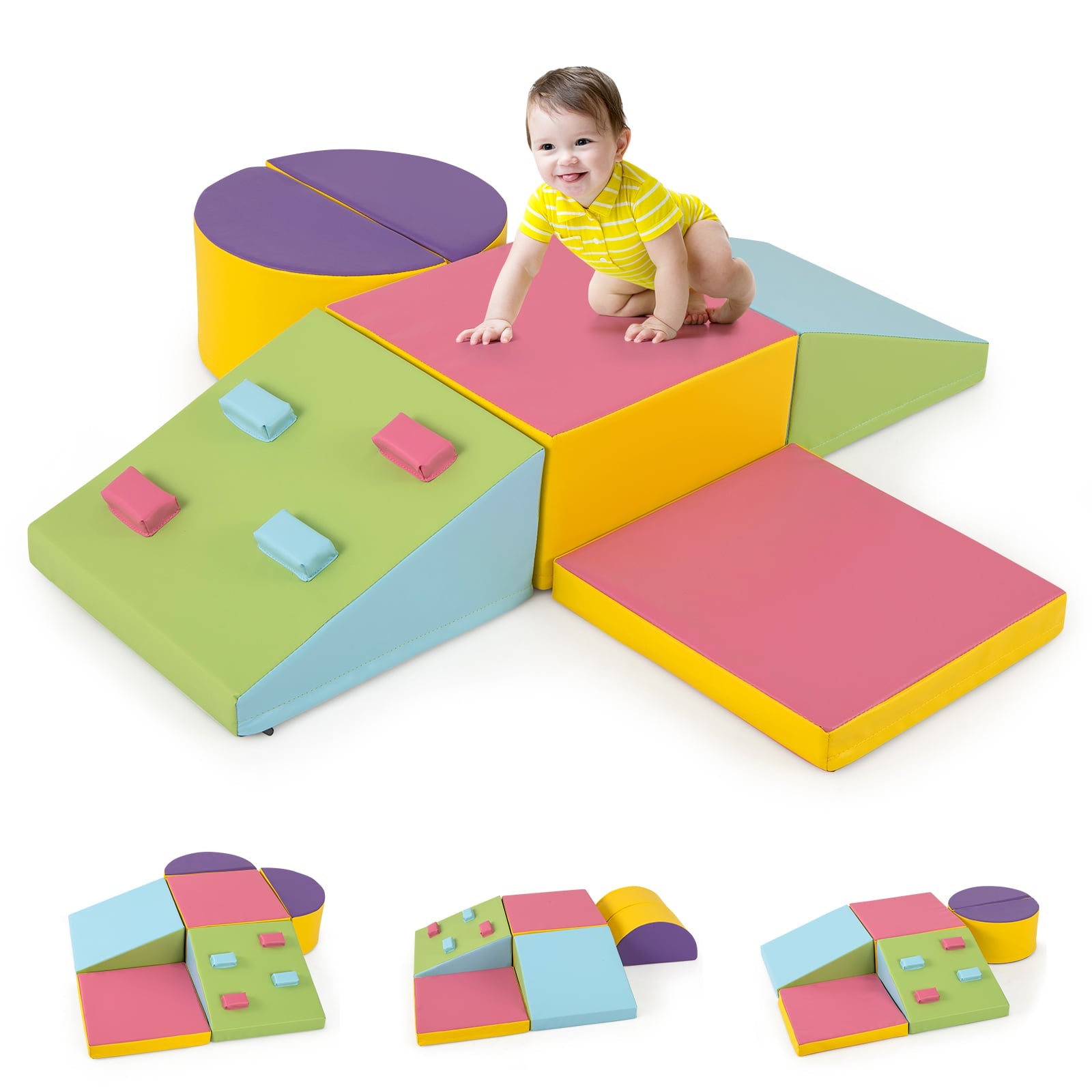 6 Pieces Toddler Climbing Toys with EPE Foam and PU Leather Cover