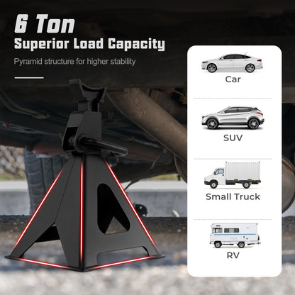 6 Ton Capacity Jack Stands with Adjustable Height