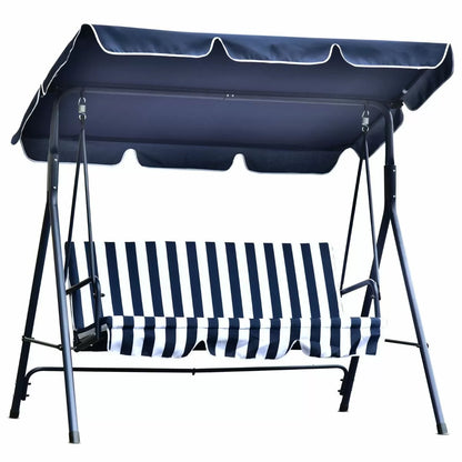 3 Seater Garden Swing With Adjustable Canopy - Blue Stripe