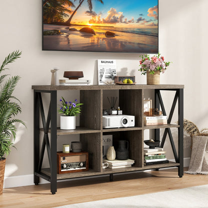 6-Cube Storage Organizer 120CM Wide Bookshelf with Open Compartments-Grey