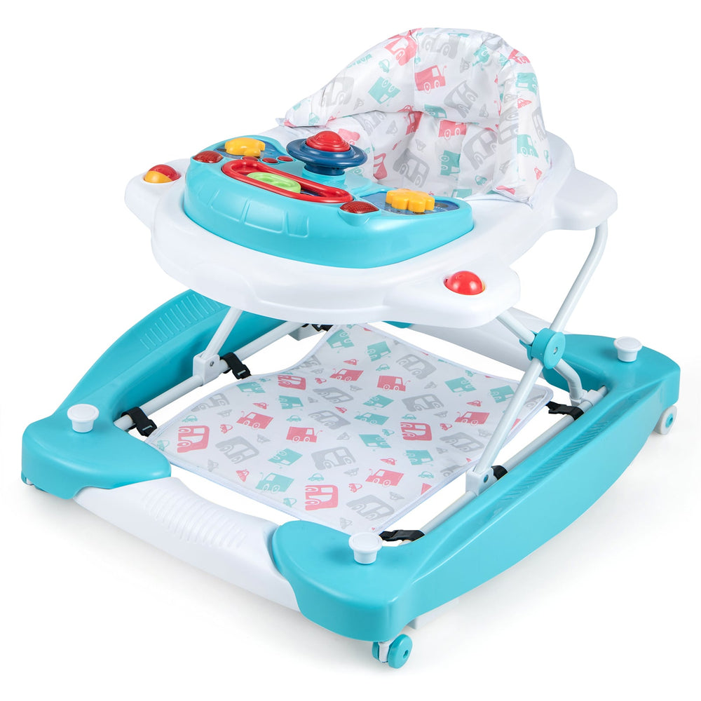 6 in 1 Adjustable Baby Walker Folding Baby Activity Center with Music Lights-Green