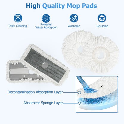 6 Packs Reusable Round/Rectangular Mop Pads Compatible with Sweeper Mops (Not Included)-Size 2