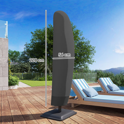 Outsunny Parasol Cover, 300D Oxford Cantilever Umbrella Cover Fit for 2-4m Parasol, Banana Umbrella Protector with Zipper for Outdoor Garden, Patio, Black