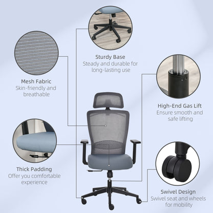 Vinsetto Mesh Home Office Chair w/ Lumbar Support, Coar Hanger High Back Task Chair