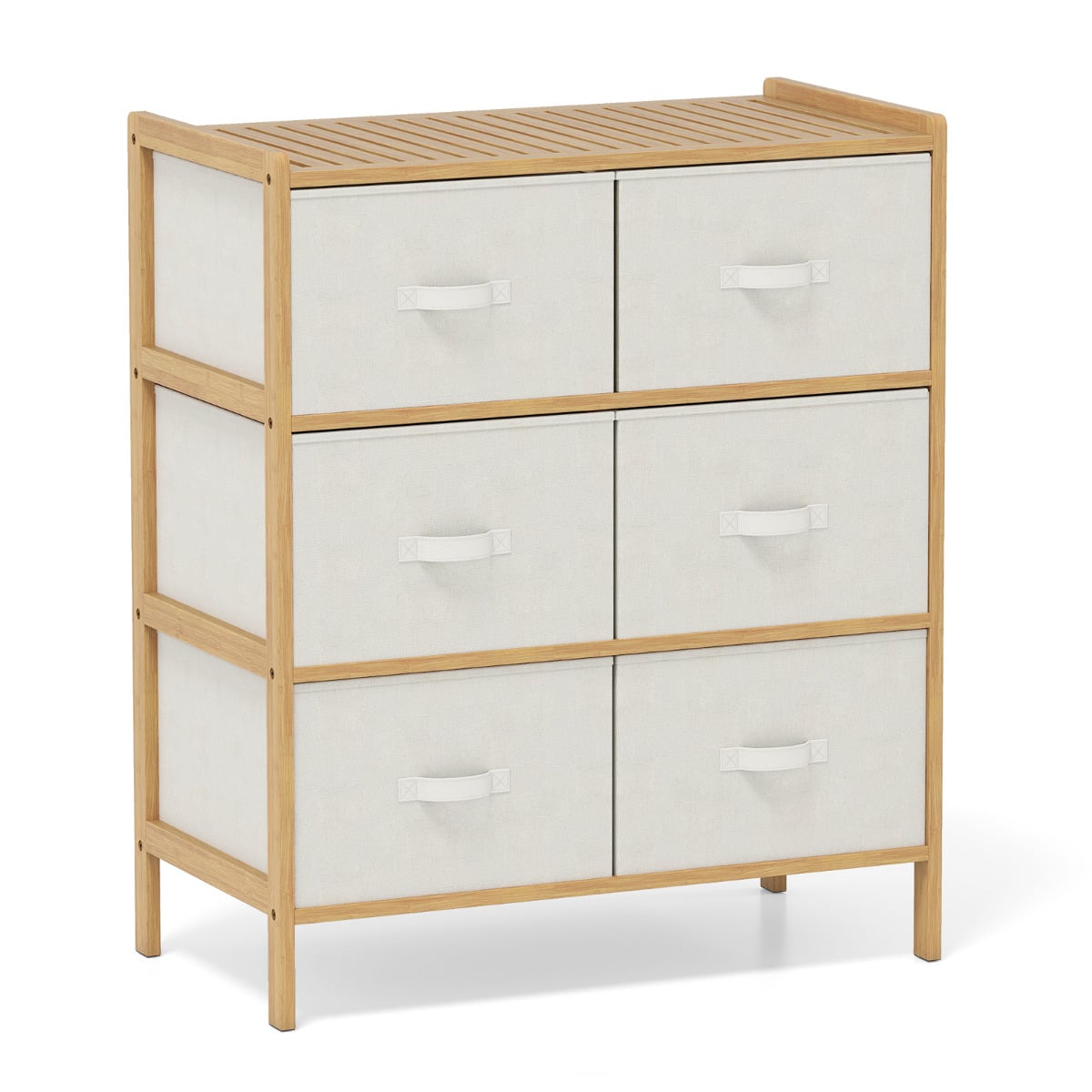 6-Drawer Dresser with 6 Foldable Fabric Drawers -Natural