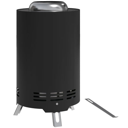 Outsunny Smokeless Fire Pit, 16 x 16 cm Stainless Steel Portable Wood Burning Firepit with Poker, Wood or Pellet Fuelled Tabletop Fire Pit for Garden Camping Bonfire Party, Black