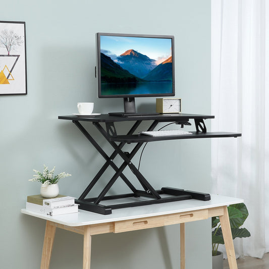 Vinsetto Standing Desk Converter Height Adjustable Sit-Stand Desk w/ Keyboard Tray Black