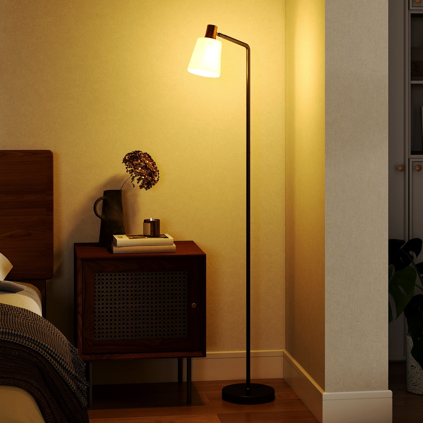 HOMCOM Floor Lamp with 350Â° Rotatable Head, Modern Standing Lamp with 3000K/4000K/6500K Colour Temperatures for Living Room Bedroom Office, Black